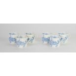 SET OF SIX GRAINGERS, WORCESTER BLUE AND WHITE COFFEE CANS printed in the oriental taste with
