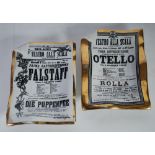 FORNASETTI (MILAN) TWO OPERATIC BILL POSTER THEME CERAMIC ASHTRAYS, one Othello, the other Falstaff,