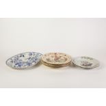 SET OF FOUR EARLY 19th CENTURY DAVENPORT PORCELAIN PLATES each enamelled and gilt with