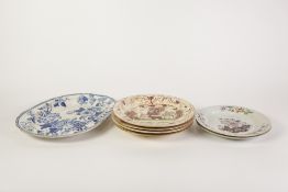 SET OF FOUR EARLY 19th CENTURY DAVENPORT PORCELAIN PLATES each enamelled and gilt with