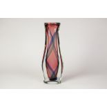 POSSIBLY SEGUSO, MURANO SOMMERSO GLASS LARGE VASE, of flattened, slightly waisted form with trailing
