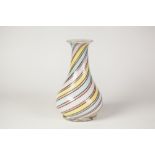 DINO MARTENS FOR AURELIANO TOSO, MURANO FILIGRANA GLASS VASE, of footed baluster form with lipped