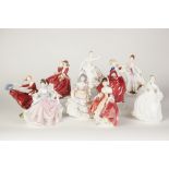 NINE ROYAL DOULTON CHINA FIGURES, 'Hannah' HN 3369, 'Fiona', HN3252, 'Rebecca' HN 2805, 'Top o the