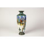 GOUDA, DUTCH 'CORONA' POTTERY VASE, of high shouldered footed form with waisted neck, decorated in