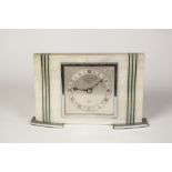 ELLIOTT ART DECO MANTEL CLOCK, in alabaster and chrome case, retailed by Garrard and Co., Ltd,