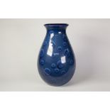 1970's POOLE POTTERY 'BLUE COMET' PATTERN LARGE VASE, of baluster form, 18" (45.7cm) high, raised