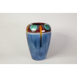 1970's POOLE POTTERY LARGE VASE, decorated in colours with a collar of circles and runnings on a