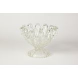 ERCOLE BAROVIER FOR BAROVIER & TOSO A 'GROSSE COSTOLATURE' CLAM SHAPED PEDESTAL GLASS BOWL, 5 1/
