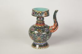 NINETEENTH/TWENTIETH CENTURY CHINESE ENAMELLED PORCELAIN EWER, in the Tibetan style, of footed