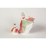 TWO ROYAL DOULTON CHINA FIGURES, 'Ann' HN 3259, 7 3/4" (19.7cm) high and 'Southern Belle' HN 3174,