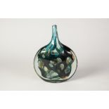 1970's MDINA GLASS FISH VASE, worked in green, blue and brown, 9 1/2" (24.1cm) high, etched mark,