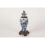 LATE 19th CENTURY CHINESE CRACKLE WARE INVERTED BALUSTER SHAPE VASE WITH COVER painted in underglaze