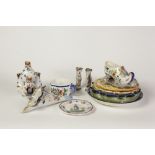 TWELVE PIECES OF EARLY TWENTIETH CENTURY FRENCH FAIENCE POTTERY, including; five pieces signed