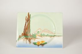 ROYAL STAFFORDSHIRE 'THE BIARRITZ' PLATE, of oblong form with dished centre, painted in bright tones
