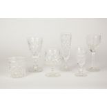 32 PIECE STUART CUT GLASS PART TABLE SERVICE OF DRINKING GLASSES, comprising; EIGHT SPIRIT TUMBLERS,