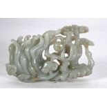 A GOOD CHINESE QING DYNASTY CELADON JADE CARVING OF BUDDHA'S HAND CITRON entwined with Lingzi