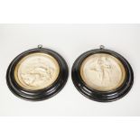 A PAIR OF VICTORIAN PARIAN PORCELAIN CIRCULAR PLAQUES, Published by The Art Union of London, both in