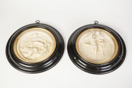 A PAIR OF VICTORIAN PARIAN PORCELAIN CIRCULAR PLAQUES, Published by The Art Union of London, both in