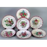 MATCHED SET OF FIVE NINETEENTH CENTURY ST. CLEMENT, LUNEVILLE, FRENCH FAIENCE POTTERY PLATES, with