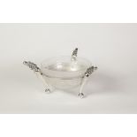 DIANA CARMICHAEL, SOUTH AFRICAN FROSTED GLASS BOWL with white metal stand, of steep sided form