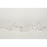 THREE PIECES OF WATERFORD CUT GLASS, COMPRISING; 'BUTTERFLY' 3 1/4" (8.2cm) wide, 'SMALL PIG', 2 1/