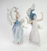 TWO LLADRO PORCELAIN FIGURES 'MILKY WAY' AND 'NEW HORIZONS' both modelled as ladies in flower