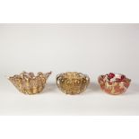 TWO BAROVIER AND TOSO MURANO GLASS BOWLS, COMPRISING; A LOBATED AMETHYST BULLICANTE EXAMPLE 2 3/
