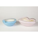 TWO BARBINI, MURANO BULLICANTE SOMMERSO GLASS BOWLS, of shaped oval form, COMPRISING; one in pink, 2