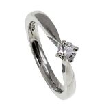 PLATINUM RING, claw set with a Hearts on Fire round solitaire diamond, 0.25ct, G, SI1, laser