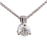 'HEARTS ON FIRE' 18ct WHITE GOLD FINE CHAIN NECKLACE AND 18ct WHITE GOLD AND SOLITAIRE DIAMOND