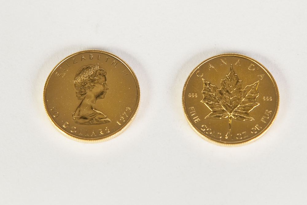 A CANADIAN (1979) 1oz FINE GOLD (.999 purity) MAPLE LEAF 50 DOLLAR GOLD COIN