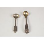 VICTORIAN KINGS PATTERN LARGE SALT SPOON, makers M.C., London 1939 and a FIDDLE HANDLE DITTO,