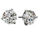 'HEARTS ON FIRE' PAIR OF 18ct WHITE GOLD AND SOLITAIRE DIAMOND EARRINGS, each with a three claw