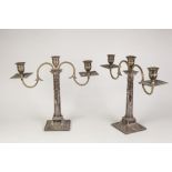 A PAIR OF EARLY TWENTIETH CENTURY ELECTROPLATED 'ADAM REVIVAL' WEIGHTED CANDLESTICKS, of removable