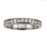HEARTS ON FIRE 'ETERNE' 18ct WHITE GOLD AND DIAMOND HALF ETERNITY RING, with millegrain edges,
