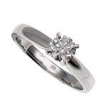 PLATINUM RING, SET WITH A 'HEARTS ON FIRE' BRILLIANT CUT DIAMOND, in a four claw setting, 0.45ct,