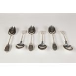 SET OF SIX VICTORIAN SILVER FIDDLE HANDLED DESSERT SPOONS, London 1877, 8 1/2oz (6)