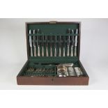 GARRARD AND CO., LONDON - REGENT PLATE PART TABLE SERVICE OF CUTLERY IN MAHOGANY FITTED CANTEEN,