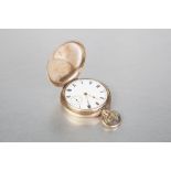 AMERICAN WALTHAM 'TRAVELLER' 9CT GOLD HUNTER POCKET WATCH with key less movement No 18372377, with