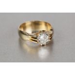 GENTS BROAD 18ct GOLD RING, claw set with a large round brilliant cut solitaire diamond, approx 2.