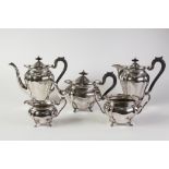 W.S&S EARLY 20TH CENTURY ELECTROPLATE TEA AND COFFEE SET OF FIVE PIECES of inverted pyriform,