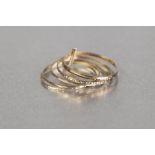 MIDDLE EASTERN GOLD COLOURED METAL MULTI BAND RING comprising; nine narrow bands within a sliding
