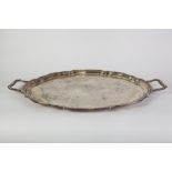 GOOD QUALITY WELBECK PLATE GEORGIAN STYLE TWO HANDLE OVAL TRAY with moulded border and raised on