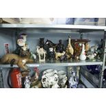 SUNDRY ORNAMENTS INCLUDING; POTTERY HORSE PULLING A GYPSY CARAVAN, APPROX 30 PIECES