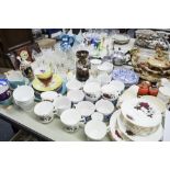 AN ENGLISH BONE CHINA TEA SERVICE OF 18 PIECES FOR 6 PERSONS, printed with flowers and a POLISH