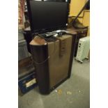A PAIR OF LARGE FLOOR STANDING WALNUTWOOD CASED SPEAKERS (A.F.)