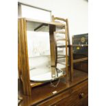 AN OAK OCCASIONAL TABLE, WITH UNDER-SHELF AND A CIRCULAR FRAMELESS WALL MIRROR AND AN INLAID BEDROOM