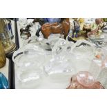 A COLLECTION OF SWISS GLASS PAPERWEIGHTS, DEPICTING ANIMALS, POLAR BEARS, A STAG, WALRUS, MARE AND