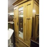 SATINWOOD MIRROR DOOR WARDROBE WITH DRAWER