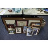 A QUANTITY OF PICTURES AND PRINTS, DEPICTING HORSES, HORSE RIDING ETC...